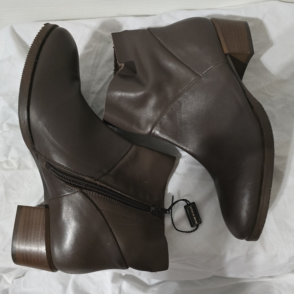 NEW Avellini Italian Leather Ankle Boots, Pointy Toe Low Heel, Sz 39 IT (8.5 US)